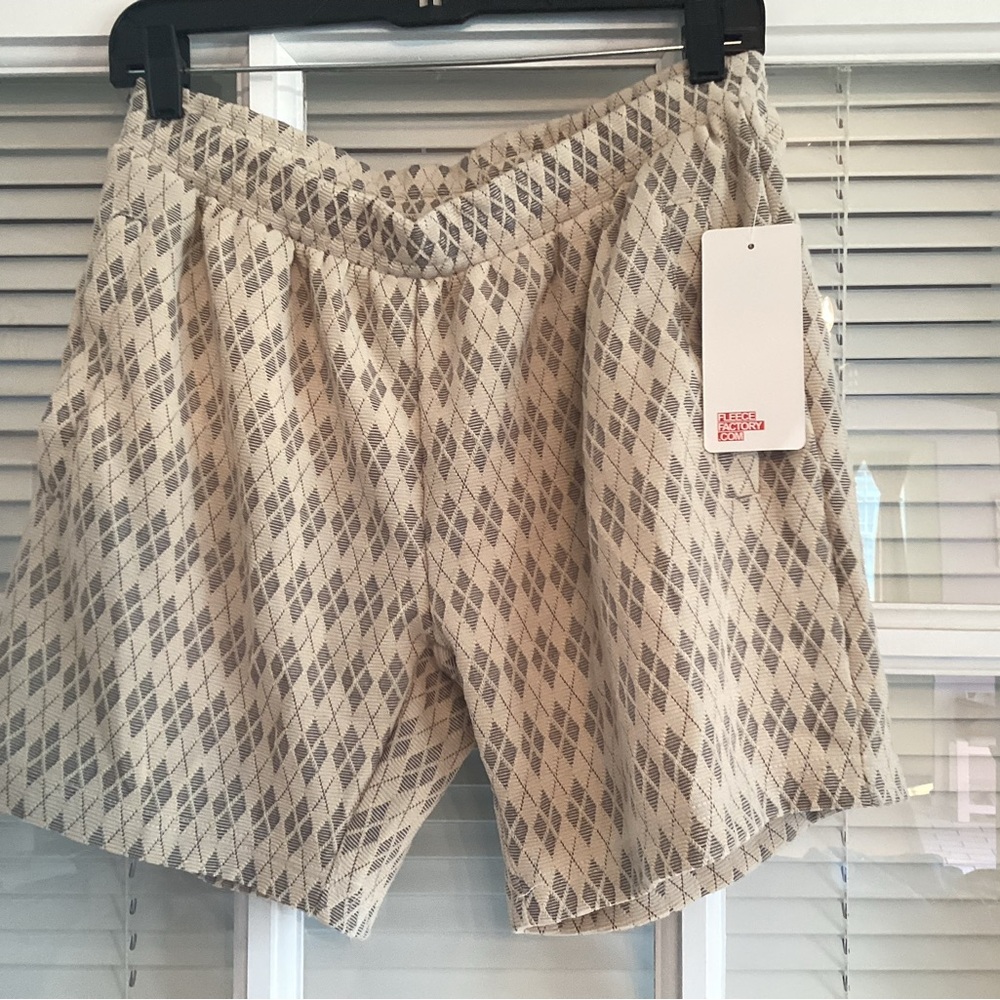 Men's Hybrid Shorts in Beige Argyle